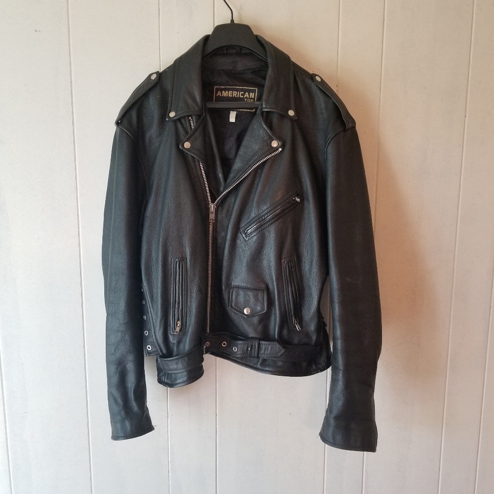 VINTAGE Genuine Leather Motorcycle Biker Jacket